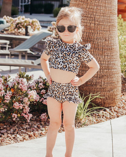 Handmade 3T Ruffle Rash-guard & High waisted Swim Bottoms Set
