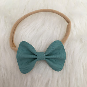 Seafoam Vegan Leather Bow