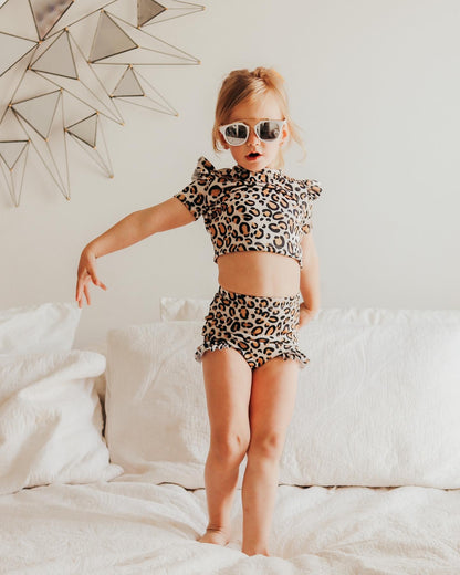 Handmade 3T Ruffle Rash-guard & High waisted Swim Bottoms Set