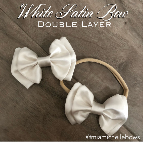 White Satin Double Layer Bow
