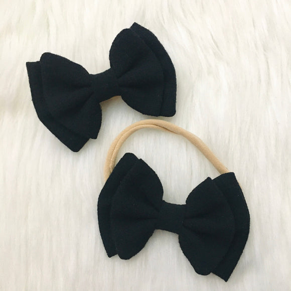 Double Layer Gauze Bow in Black