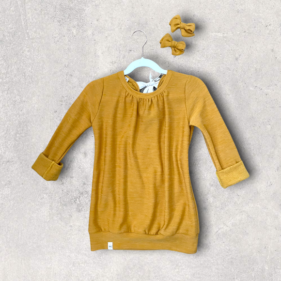 Mustard Sweater Dress & bow set
