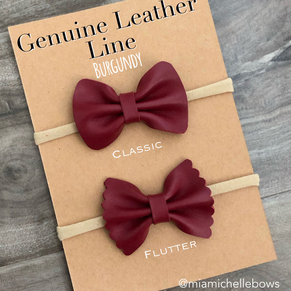 Burgundy Genuine Leather Bow