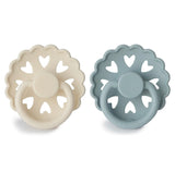 Cream & Stone Blue SILICONE FRIGG Pacifier Andersen Fairytale 2 pack