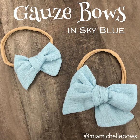 Gauze Bow in Sky Blue