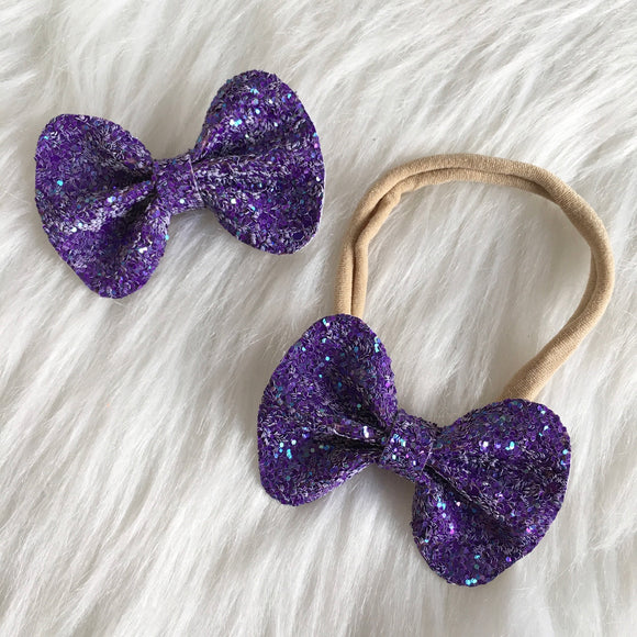 Purple Shimmer Glitter Bow