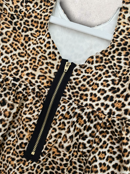 Handmade Cheetah Maxi Dress with Exposed Zipper 3T