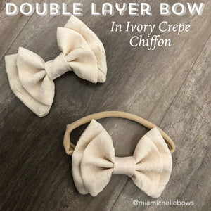 Ivory Crepe Chiffon Double Layer Bow