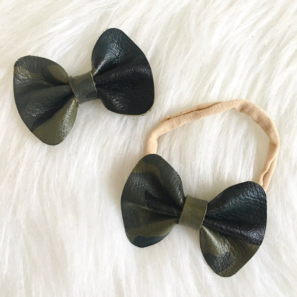 Camo Genuine Leather Bow