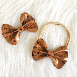 Tortoise Shell Genuine Leather Bow