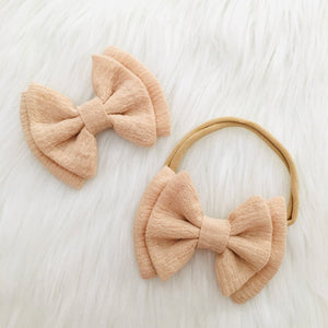 Double Layer Gauze Bow in Kakhi