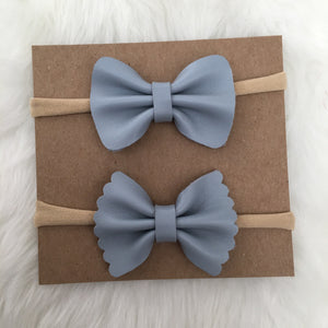 Steel Blue Genuine Leather Bow