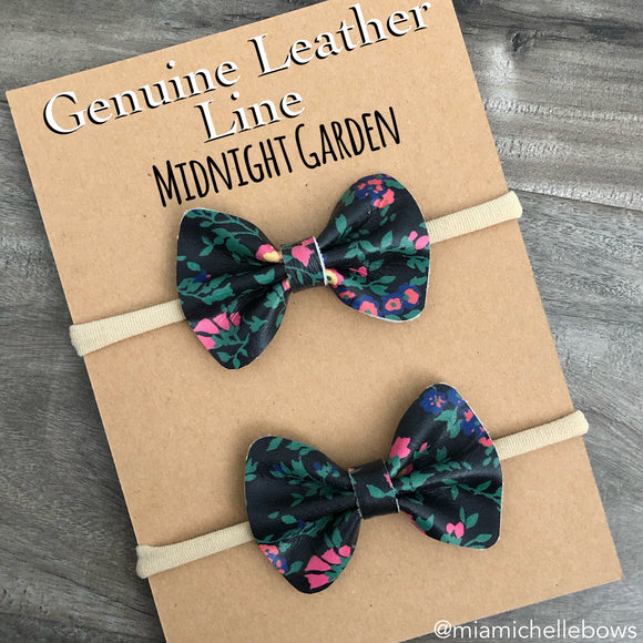 Midnight Garden Genuine Leather Bow