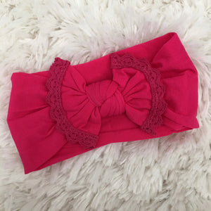 Magenta Lace Trim Headwrap