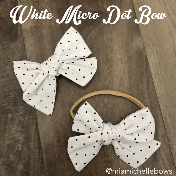 White Micro Dot Bow