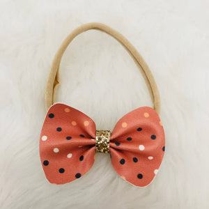 Pumpkin Vegan Leather Bow