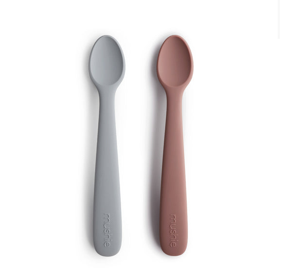 Mushie Silicone Feeding Spoons in Stone / Cloudy Mauve