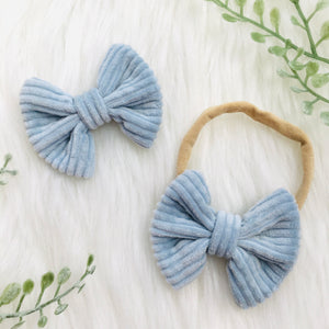 Baby Blue Corduroy Bow