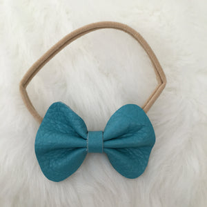 Turquoise Genuine Leather Bow