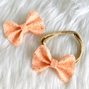 Peach Glitter Bow