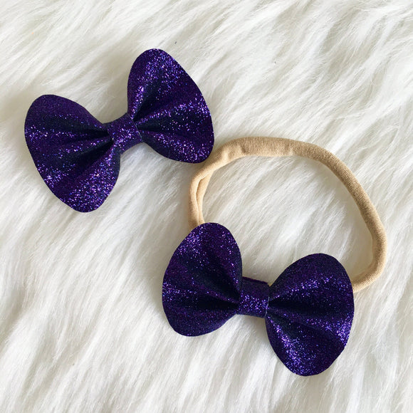 Dark Purple Glitter Bow