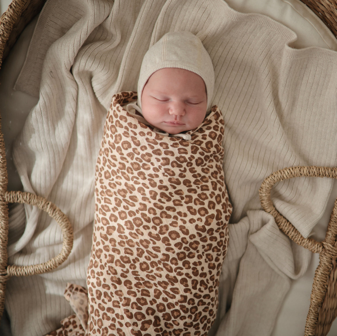 Mushie Muslin Swaddle Blanket ORGANIC Cotton-LEOPARD