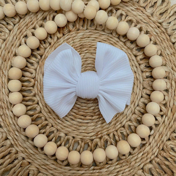 White Ribbed Sassy Bow