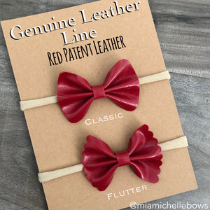 Red Patent Genuine Leather Bow