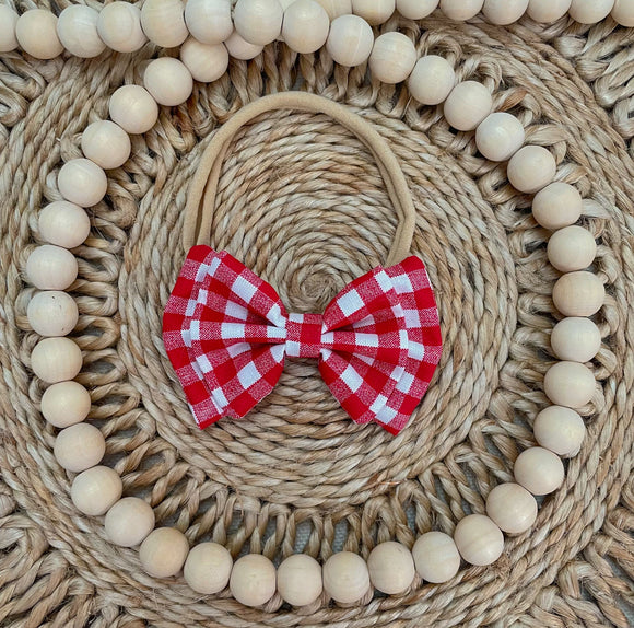 Double Layer Bow in Red Gingham