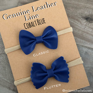 Cobalt Blue Genuine Leather Bow