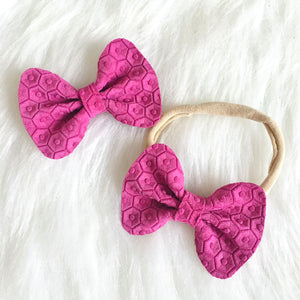 Orchid Honeycomb Genuine Leather Bow