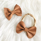 Tan Genuine Leather Bow