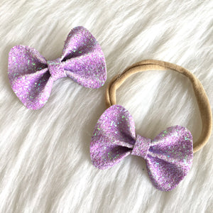 Light Lavender Glitter Bow