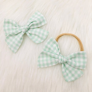 Mint Gingham Bow