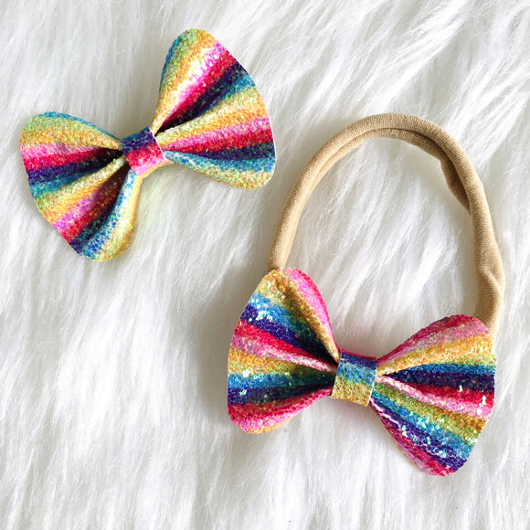 Rainbow Glitter Bow