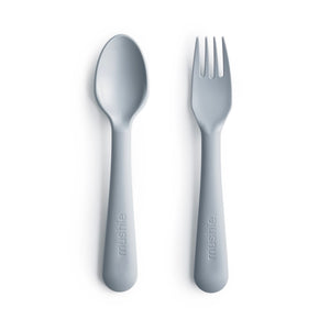 Mushie Fork & Spoon Set in Cloud