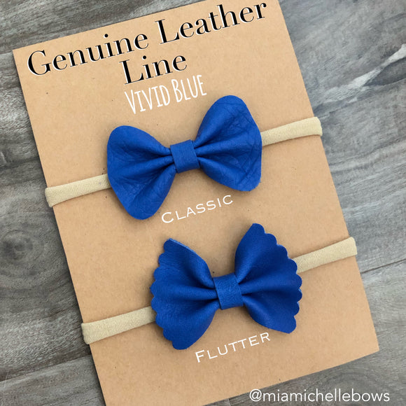 Vivid Blue Genuine Leather Bow