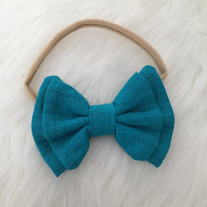 Double Layer Gauze Bow in Teal