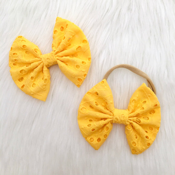 Yellow Eyelet Big Bow