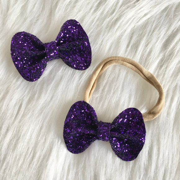 Royal Purple Glitter Bow