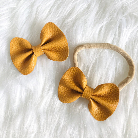 Tortoise Shell Genuine Leather Bow – Mia Michelle Bows