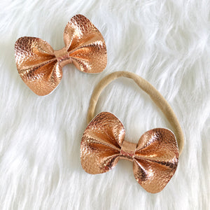 Rose Gold Vegan Leather Bow