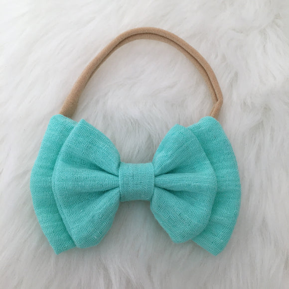 Double Layer Gauze Bow in Mint