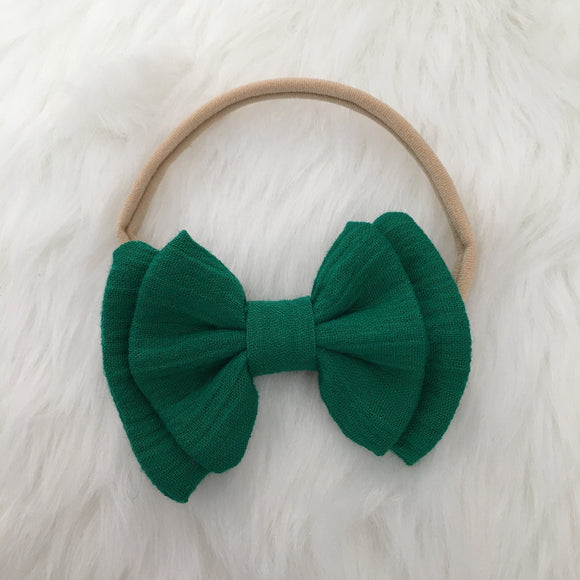 Double Layer Gauze Bow in Emerald