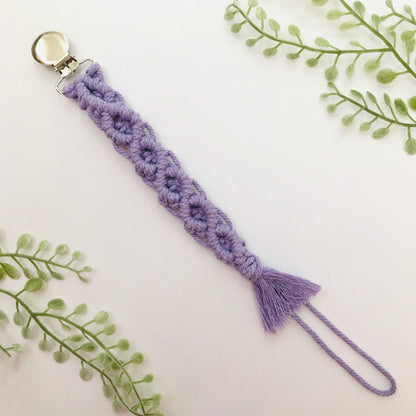 Lavender Macrame Pacifier Clip