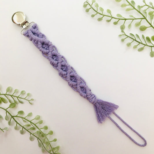 Lavender Macrame Pacifier Clip