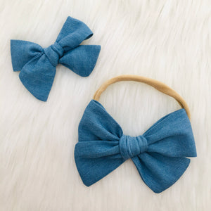 Dark Chambray Bow