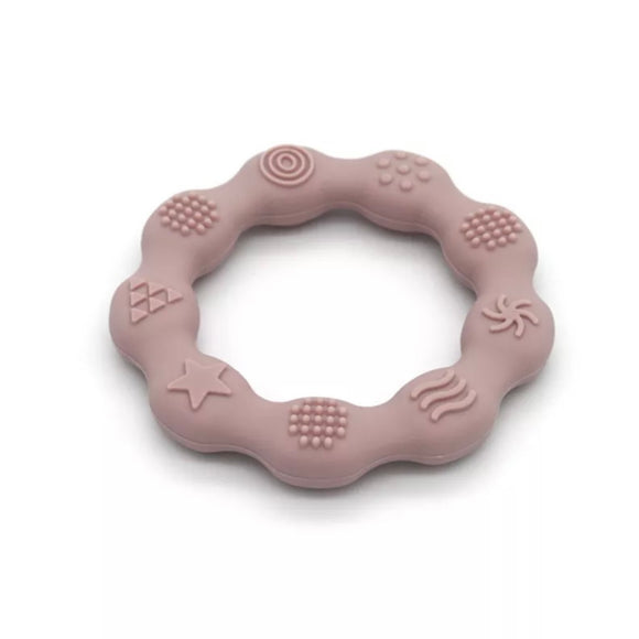 Textured Flexible Silicone Teething Ring in Blush