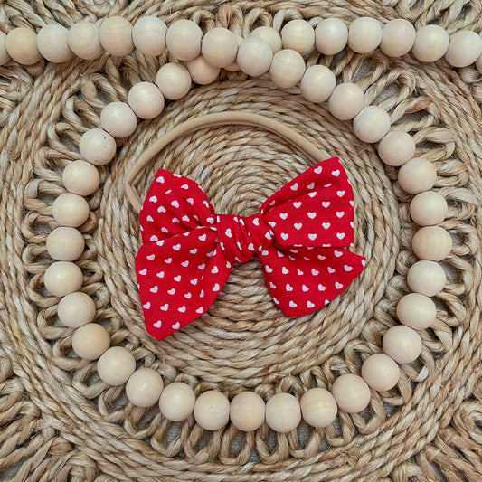 Hand-tied Mini Hearts Bow
