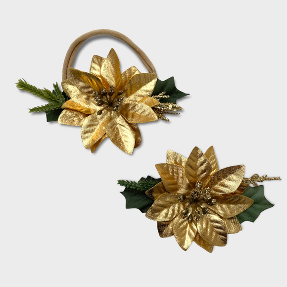 Poinsettia Floral in Gold